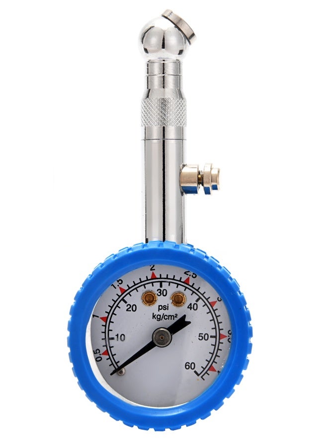 LAWAZIM Dial Tire Pressure Gauge - 60 PSI Analog Mechanical Air Pressure Tester with 360° Swivel Quick Connect Chuck, Bleeder Valve & Easy to Read Dual Scale for Car Truck Motorcycle Bike SUV RV ATV - Image 2